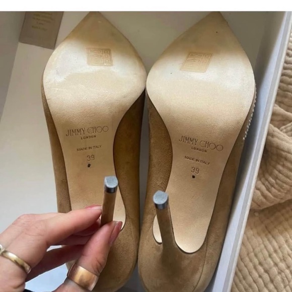 Jimmy Choo Tan Studded Heels - Picture 4 of 4